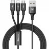 Кабель Baseus Rapid Series 3 in 1 Cable Lightning+USB-C+micro-USB 1.2 м (CAMLT-SU01) black