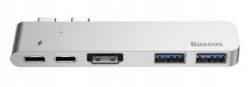 USB-концентратор Baseus Thunderbolt C+ Dual Type-C to USB3.0/HDMI/Type-C (CAHUB-B0G) для MacBook Pro 2016/2017 Grey