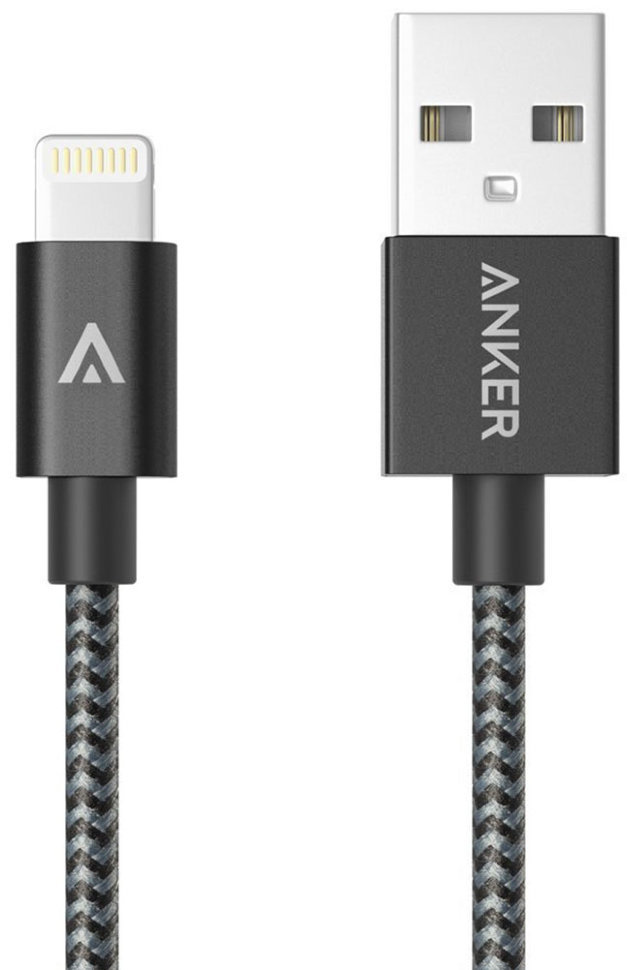 Anker Nylon-Braided Lightning to USB Cable 0.9m (A7136H11) - кабель для iPhone, iPad и iPod (Black)