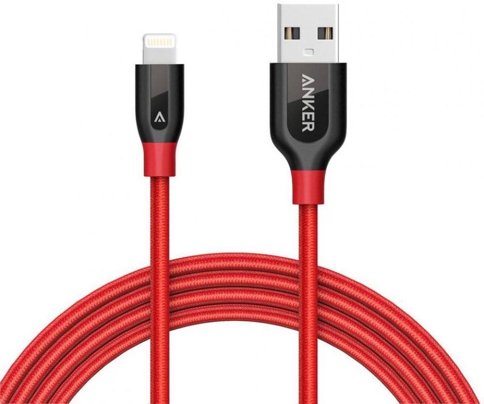 Anker PowerLine+ Lightning (A8122091) - кевлавровый кабель 1.8 м (Red)